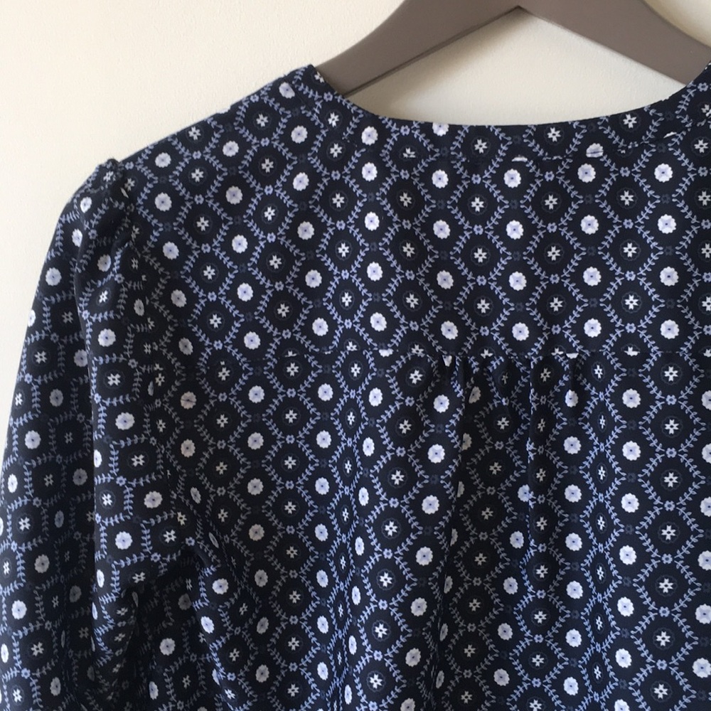 Blue Silky Long Sleeve Blouse with paisley - Picture 4 of 6